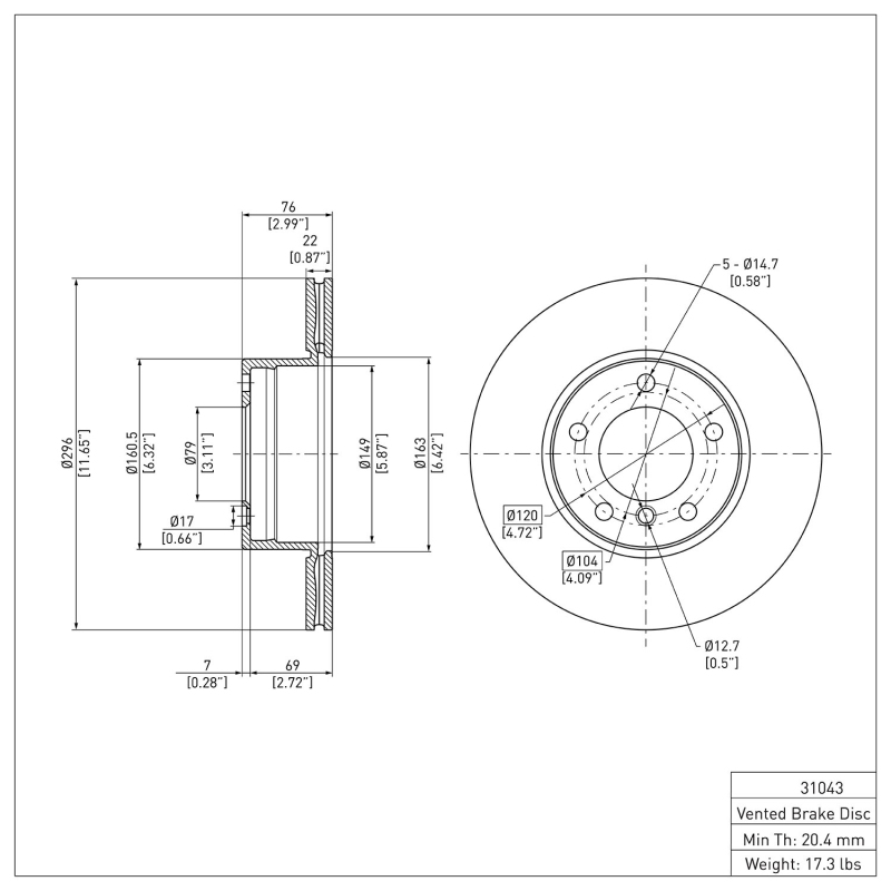 BMW 528i Brake Rotor (1) - Front - R1 Concepts - Plain - `96-`03